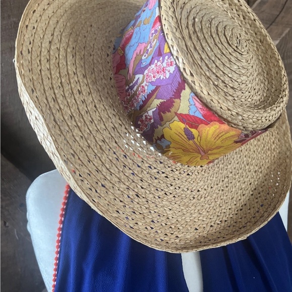 Vintage Straw Sun Hat – Festival Vibes, Floral Band Trippy Pattern - Picture 13 of 13